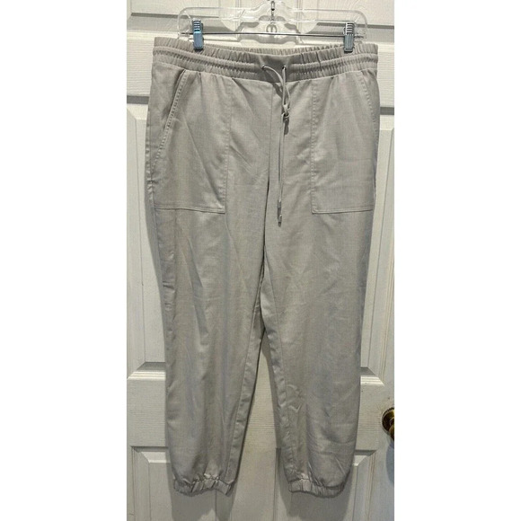 Nine West Gray Elastic Cuff Relaxed Jogger Pant Tie Waist Pockets Women’s Large - Picture 1 of 8